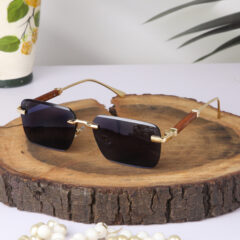 Cartier Stylish Black / Gold with Wooden Temples Sunglasses